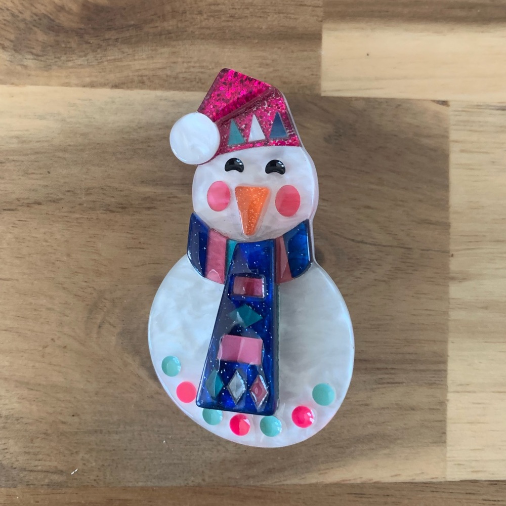 Erstwilder Stay Frosty, Snowman Brooch Christmas pin NWOT - Picture 6 of 8